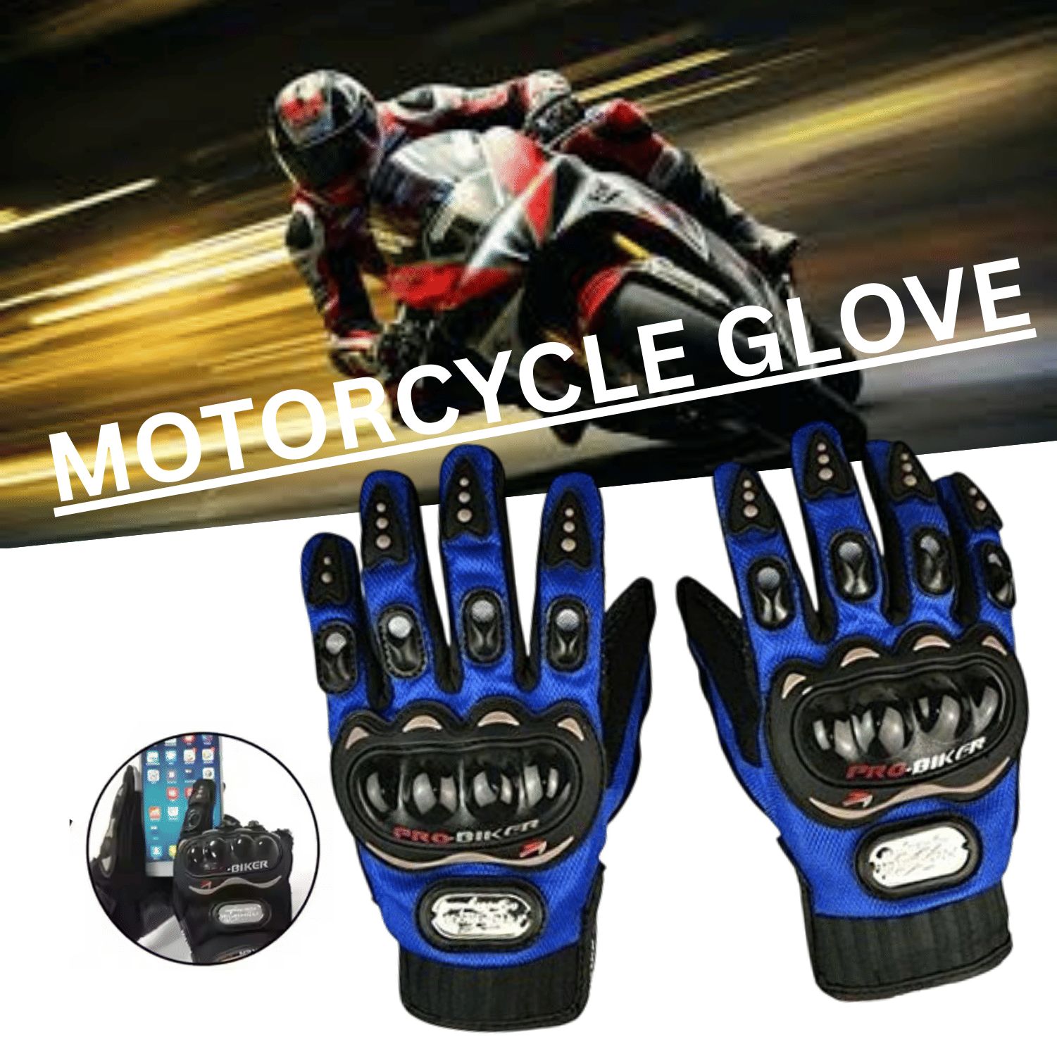     			AKSMIT Full Fingers Rubber Riding Gloves ( Pair of 1 )