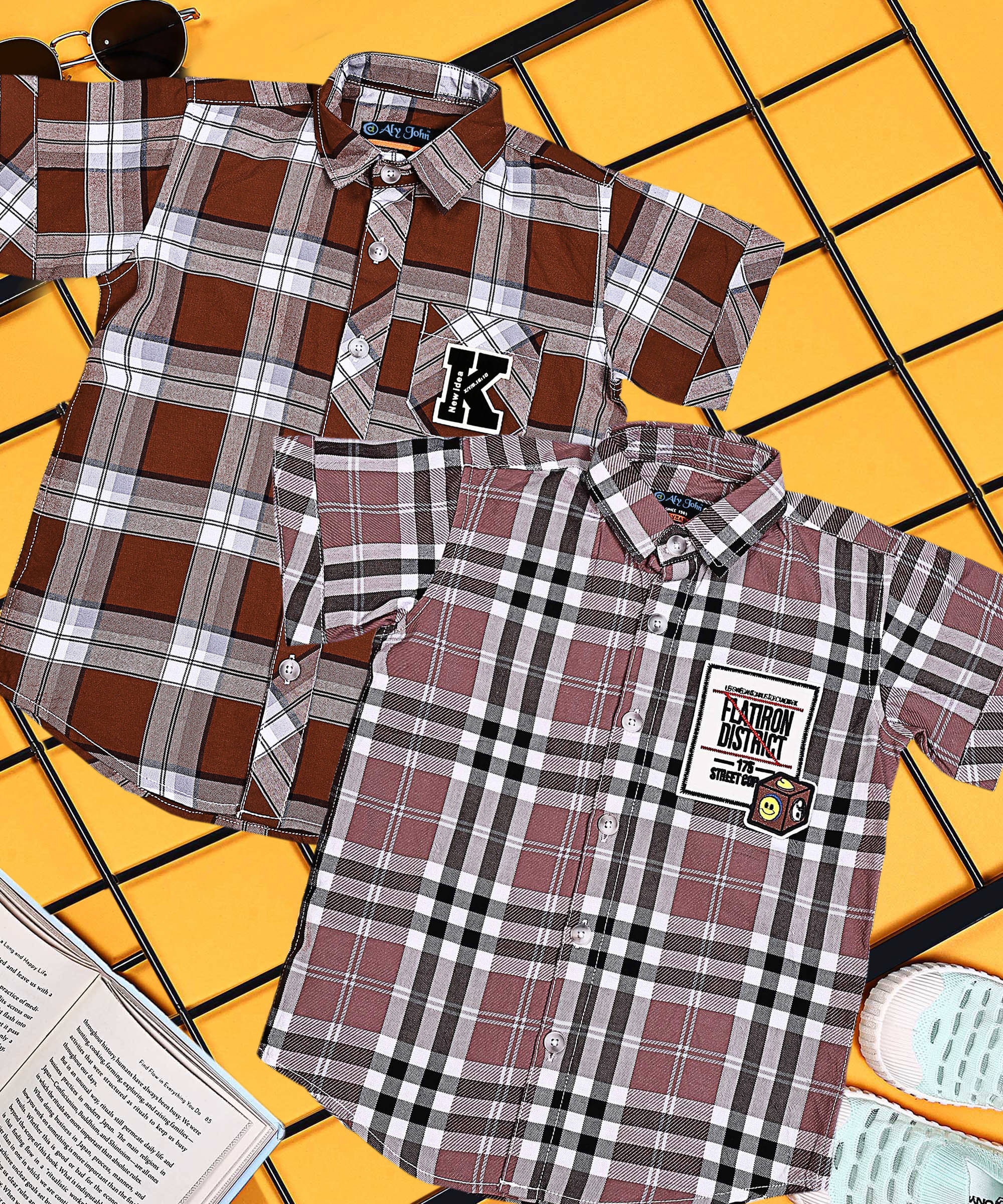     			ALY JOHN Pack of 2 Boys 100% Cotton Half Sleeves Shirt ( Multicolor 13 )