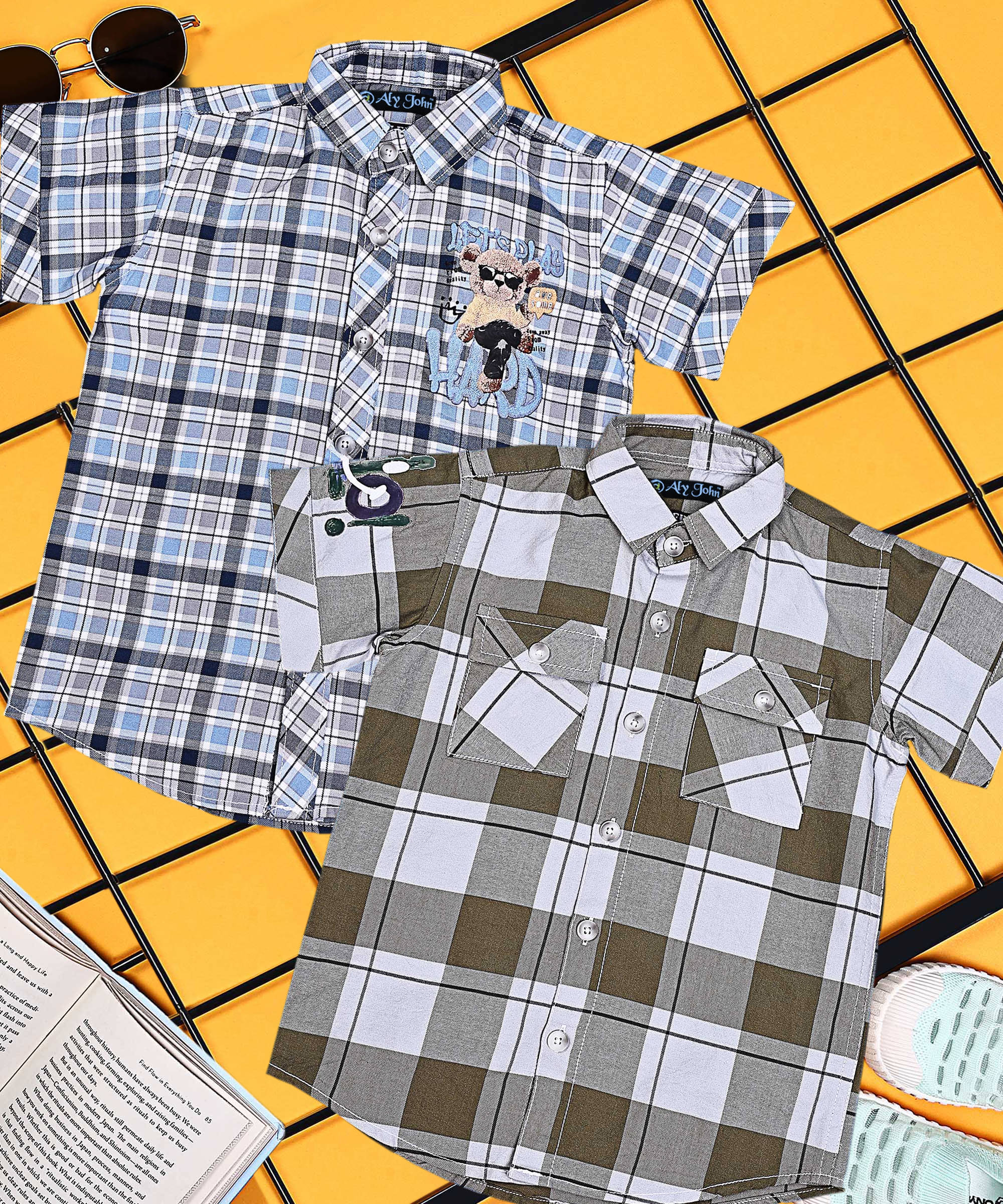 ALY JOHN Pack of 2 Boys 100% Cotton Half Sleeves Shirt ( Multicolor 5 )     			ALY JOHN Pack of 2 Boys 100% Cotton Half Sleeves Shirt ( Multicolor 5 )