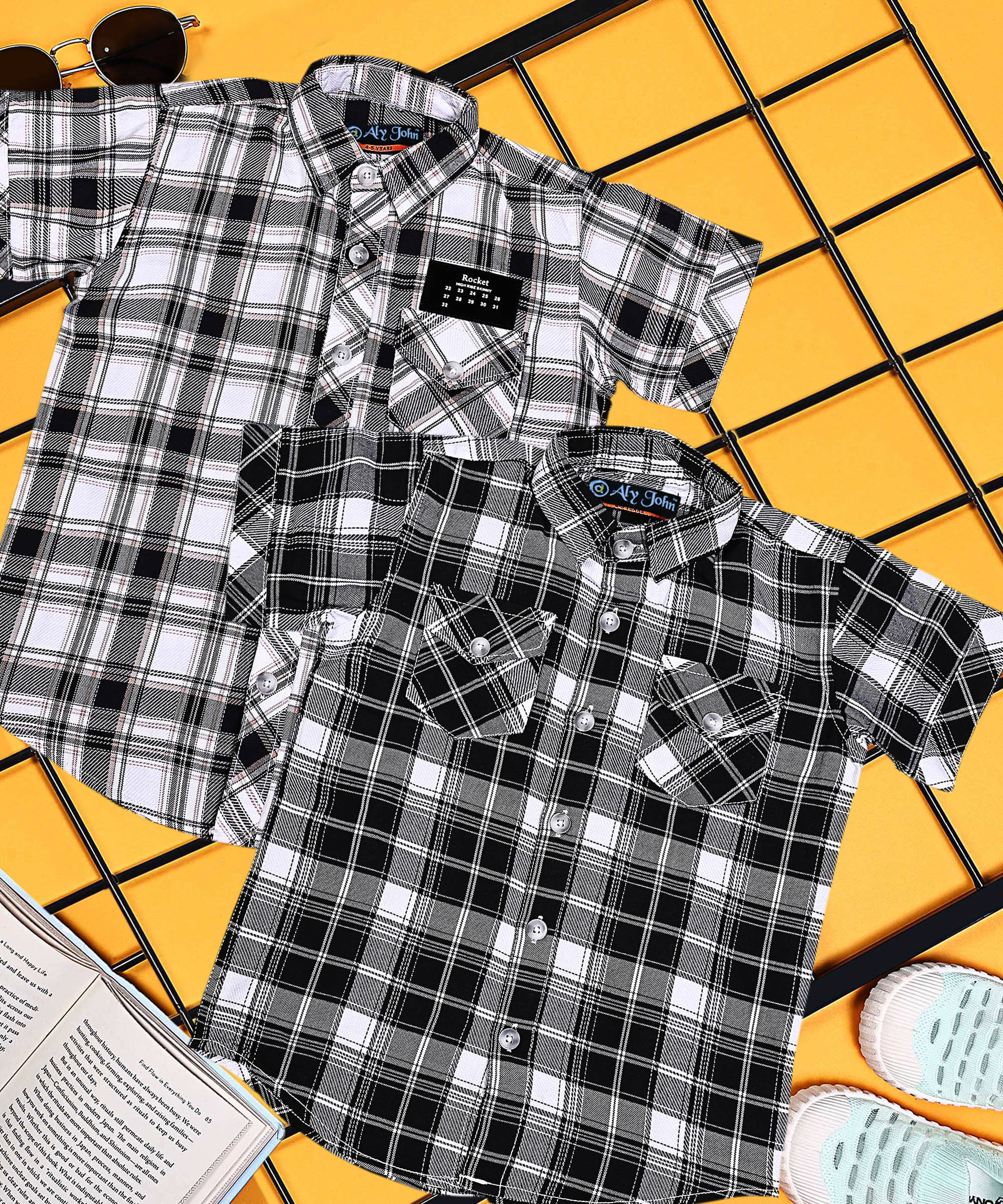     			ALY JOHN Pack of 2 Boys 100% Cotton Half Sleeves Shirt ( Multicolor 3 )