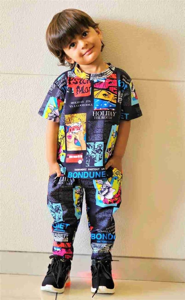 ASTYLOR Pack of 1 Unisex Cotton Blend T-Shirt & Pants Set ( Navy Blue )