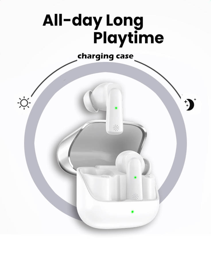     			Advanced Bluetooth Earbuds with Deep Bass, Quick Pairing, Noise Filtering Mic, Lightweight Build, and All-Day Battery Life.