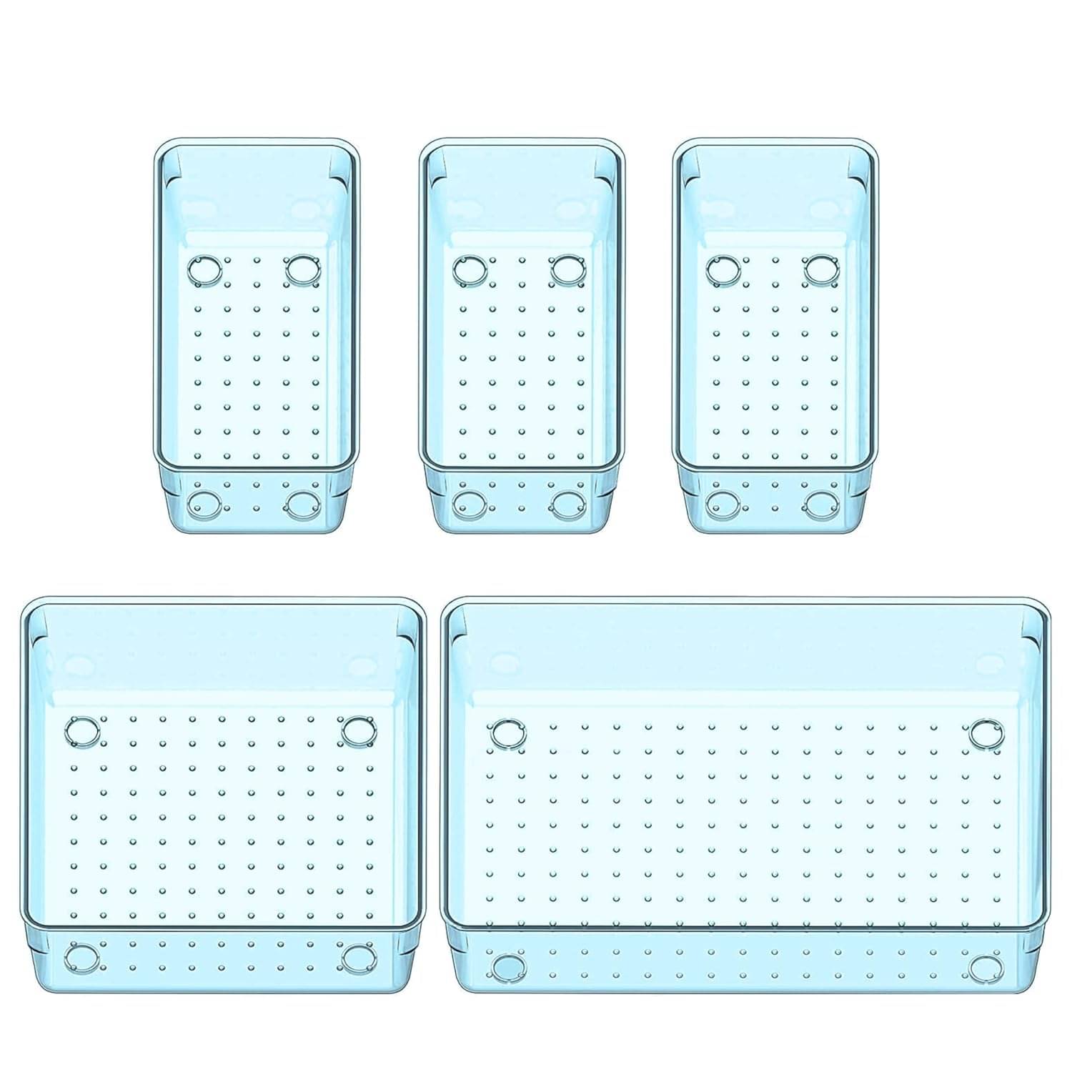 Blue_5 Pcs Desk Drawer Organizers Trays Set Clear Plastic Storage Bins Bathroom Drawer Tray Dividers Vanity Trays Organizer for Bedroom Dresser Makeup Kitchen Utensil Office Blue_5 Pcs Desk Drawer Organizers Trays Set Clear Plastic Storage Bins Bathroom Drawer Tray Dividers Vanity Trays Organizer for Bedroom Dresser Makeup Kitchen Utensil Office