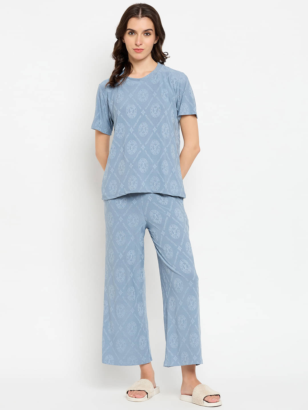     			Camey Blue Viscose Women's Nightwear Nightsuit Sets ( Pack of 1 )