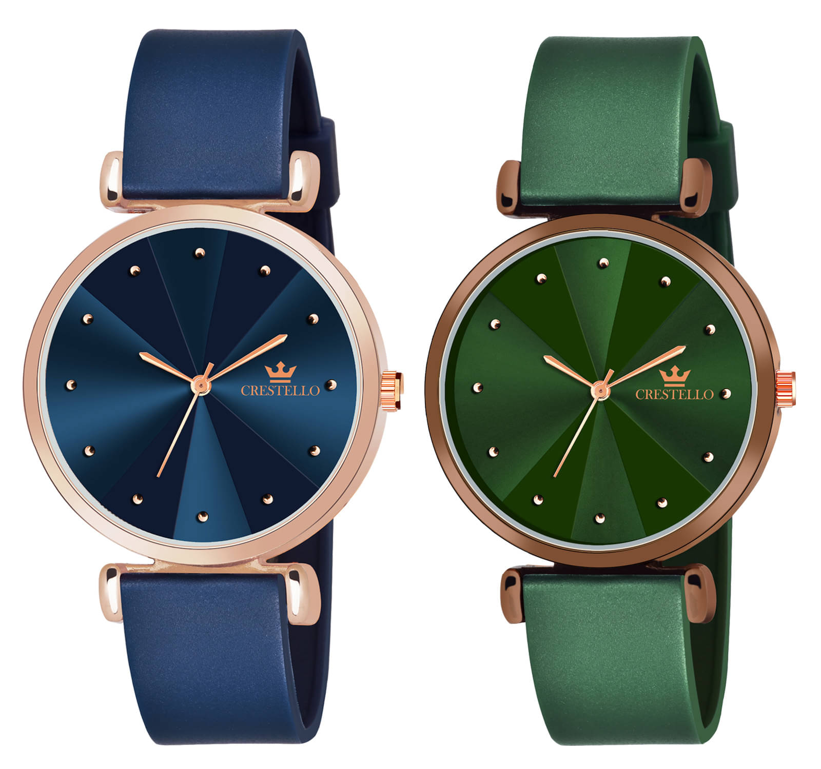     			Crestello Blue PU Analog Womens Watch