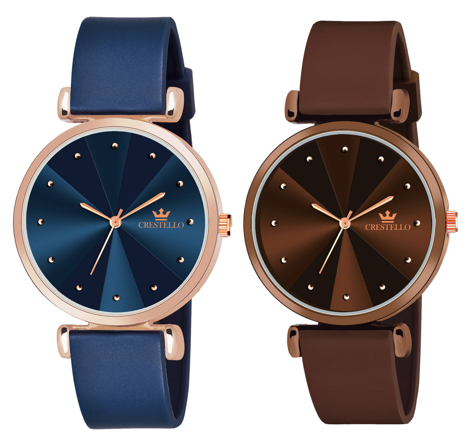     			Crestello Blue PU Analog Womens Watch