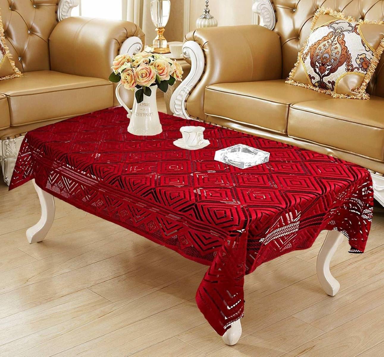 DPA Collection Checks Cotton 4 Seater Rectangle Table Cover ( 152 x 102 ) cm Pack of 1 Maroon DPA Collection Checks Cotton 4 Seater Rectangle Table Cover ( 152 x 102 ) cm Pack of 1 Maroon