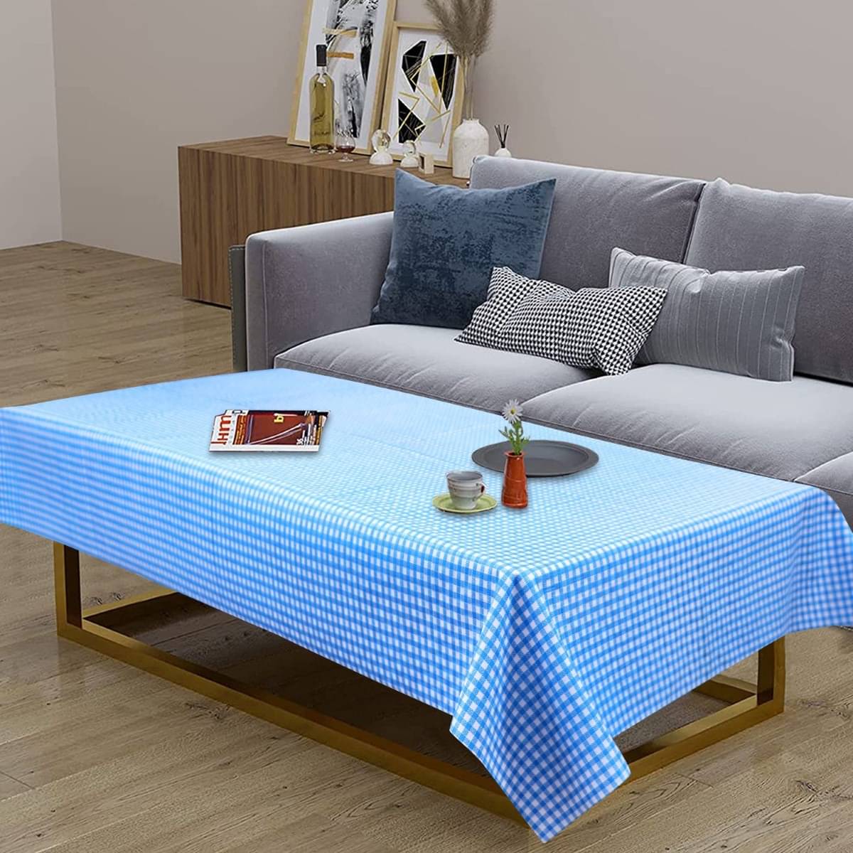 DPA Collection Checks PVC 4 Seater Rectangle Table Cover ( 137 x 91 ) cm Pack of 1 Blue DPA Collection Checks PVC 4 Seater Rectangle Table Cover ( 137 x 91 ) cm Pack of 1 Blue