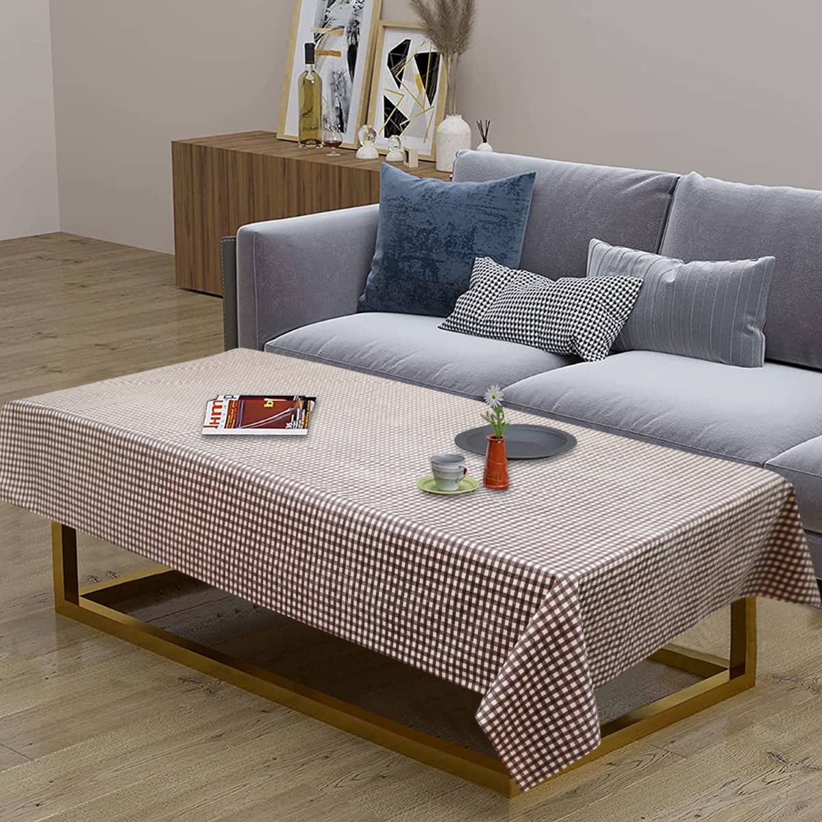 DPA Collection Checks PVC 4 Seater Rectangle Table Cover ( 137 x 91 ) cm Pack of 1 Brown DPA Collection Checks PVC 4 Seater Rectangle Table Cover ( 137 x 91 ) cm Pack of 1 Brown