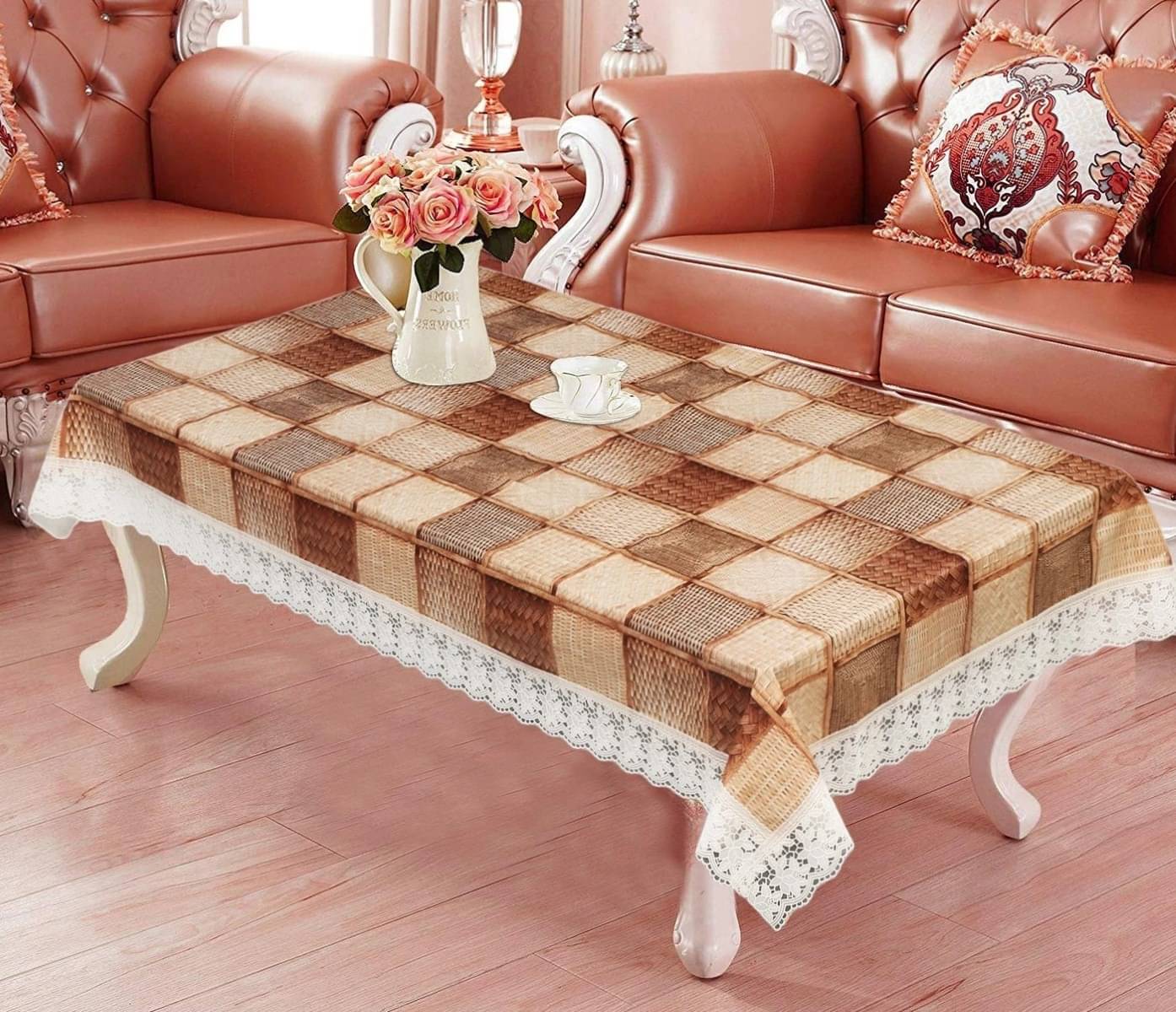     			DPA Collection Checks PVC 4 Seater Rectangle Table Cover ( 152 x 102 ) cm Pack of 1 Brown