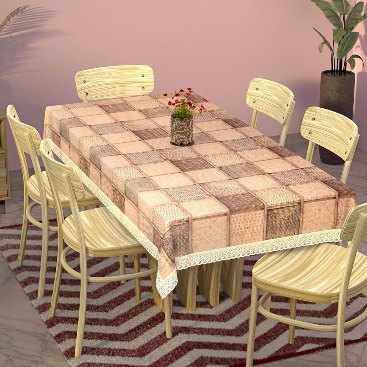 DPA Collection Checks PVC 6 Seater Rectangle Table Cover ( 229 x 152 ) cm Pack of 1 Brown DPA Collection Checks PVC 6 Seater Rectangle Table Cover ( 229 x 152 ) cm Pack of 1 Brown