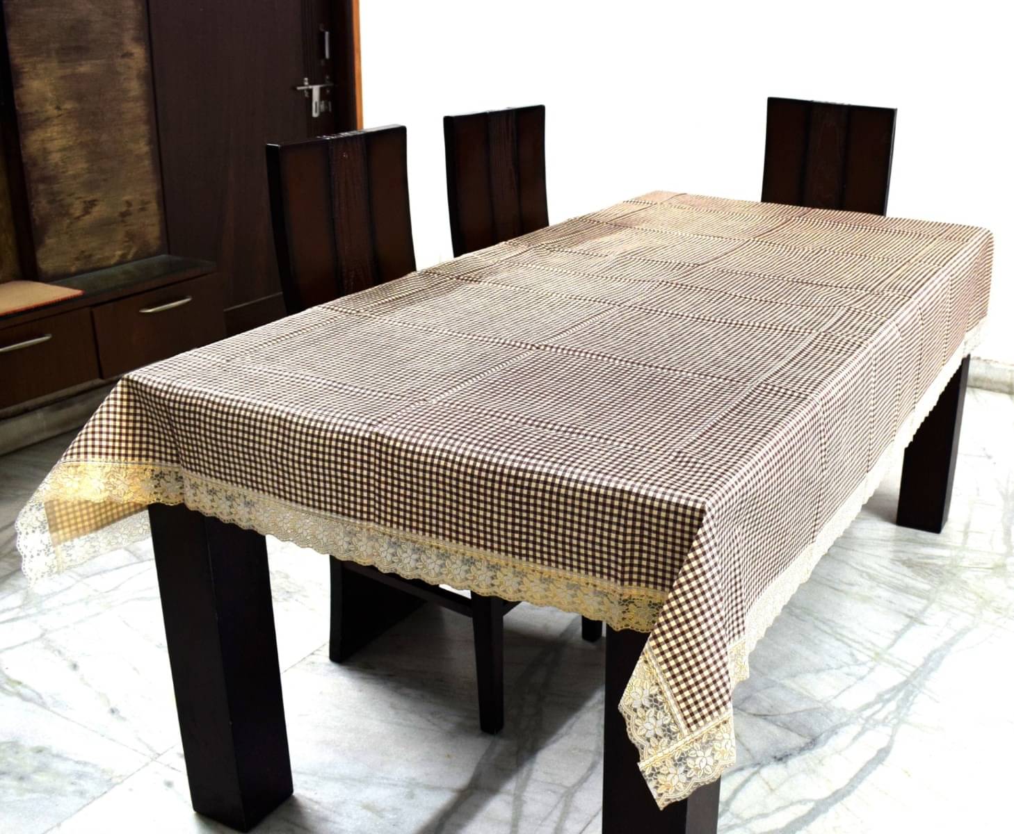     			DPA Collection Checks PVC 6 Seater Rectangle Table Cover ( 229 x 152 ) cm Pack of 1 Brown