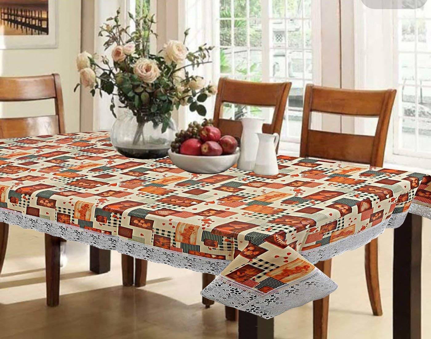     			DPA Collection Checks PVC 6 Seater Rectangle Table Cover ( 229 x 152 ) cm Pack of 1 Beige