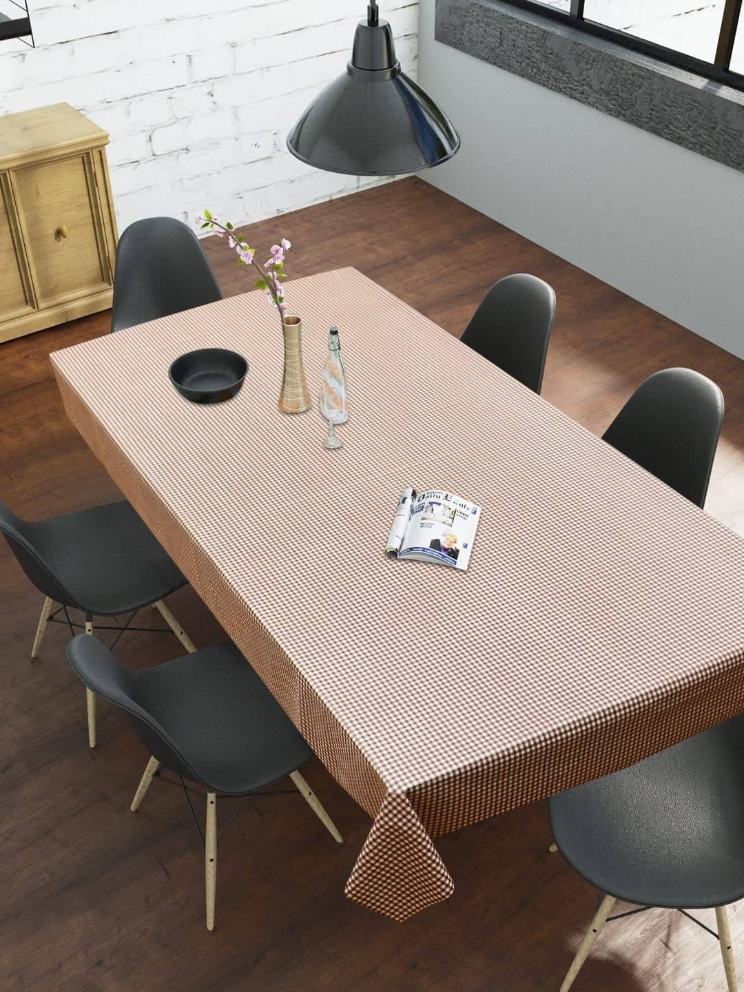 DPA Collection Checks PVC 6 Seater Rectangle Table Cover ( 198 x 137 ) cm Pack of 1 Brown DPA Collection Checks PVC 6 Seater Rectangle Table Cover ( 198 x 137 ) cm Pack of 1 Brown
