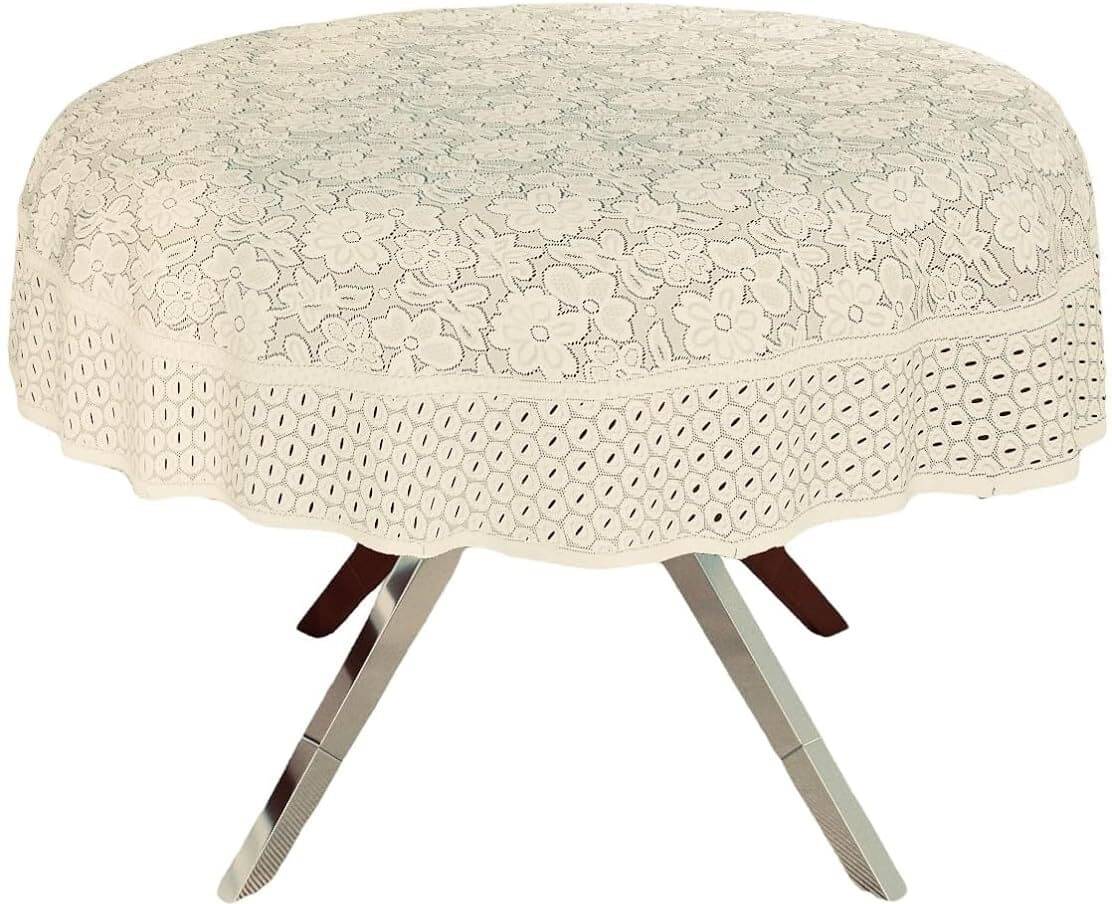     			DPA Collection Embroidered Cotton 6 Seater Round Table Cover ( 183 x 183 ) cm Pack of 1 White