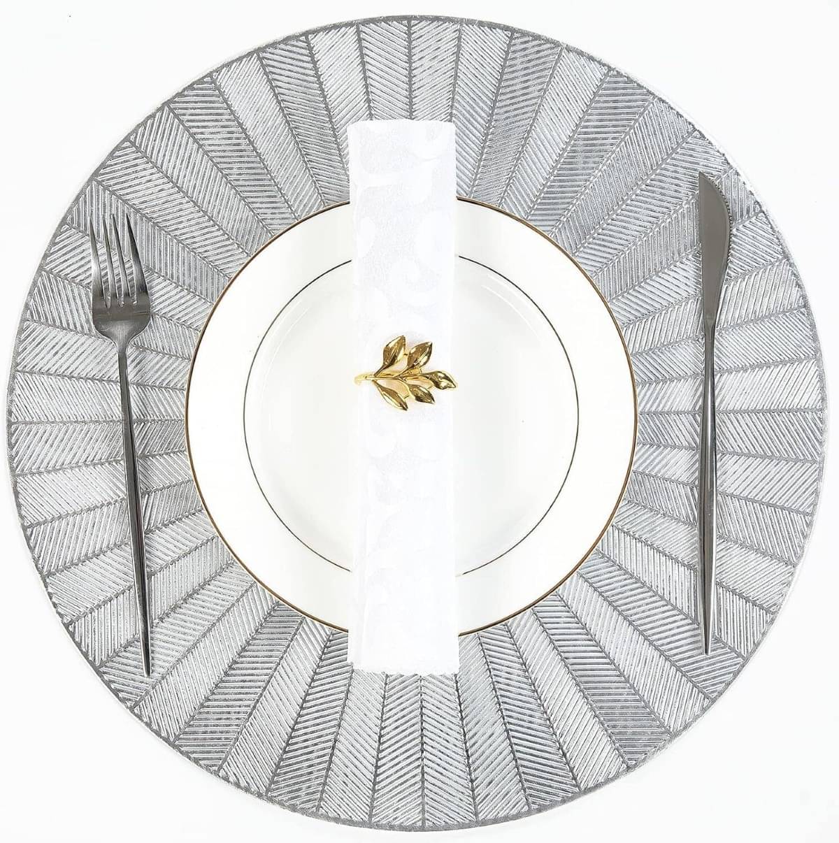 DPA Collection PVC Abstract Table Mats ( 45 cm x 30 cm ) Pack of 6 - Silver DPA Collection PVC Abstract Table Mats ( 45 cm x 30 cm ) Pack of 6 - Silver