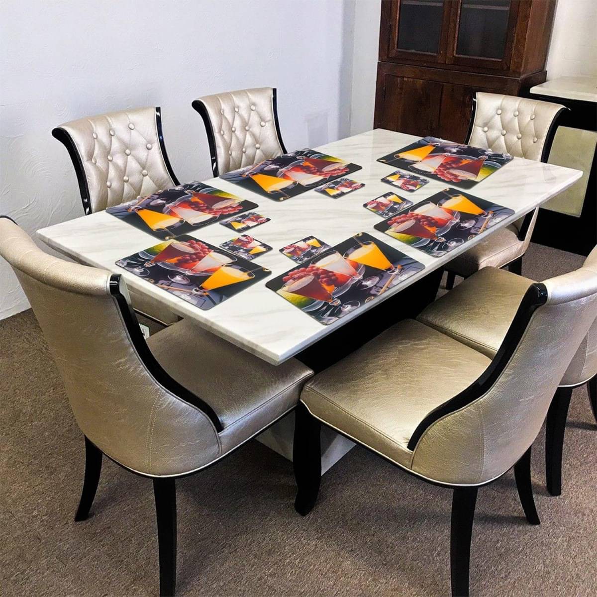 DPA Collection PVC Abstract Table Mats ( 45 cm x 30 cm ) Pack of 6 - Multi DPA Collection PVC Abstract Table Mats ( 45 cm x 30 cm ) Pack of 6 - Multi