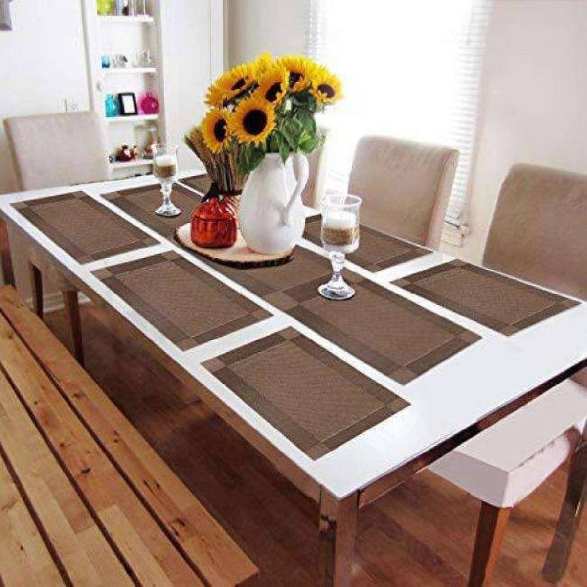     			DPA Collection PVC Abstract Table Mats ( 45 cm x 30 cm ) Pack of 7 - Brown