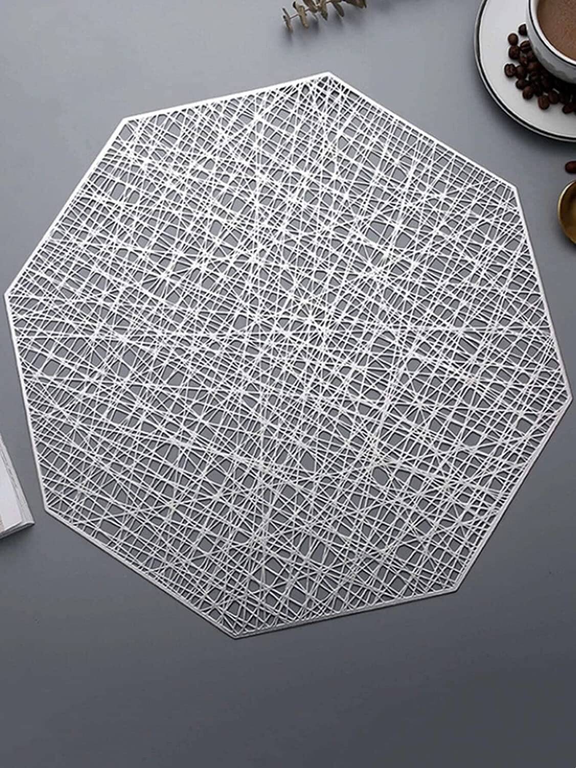 DPA Collection PVC Abstract Table Mats ( 45 cm x 30 cm ) Pack of 2 - Silver DPA Collection PVC Abstract Table Mats ( 45 cm x 30 cm ) Pack of 2 - Silver