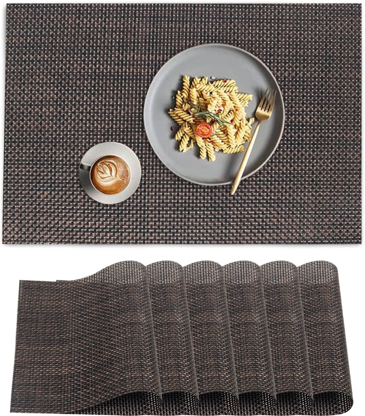 DPA Collection PVC Abstract Table Mats ( 45 cm x 30 cm ) Pack of 6 - Brown DPA Collection PVC Abstract Table Mats ( 45 cm x 30 cm ) Pack of 6 - Brown