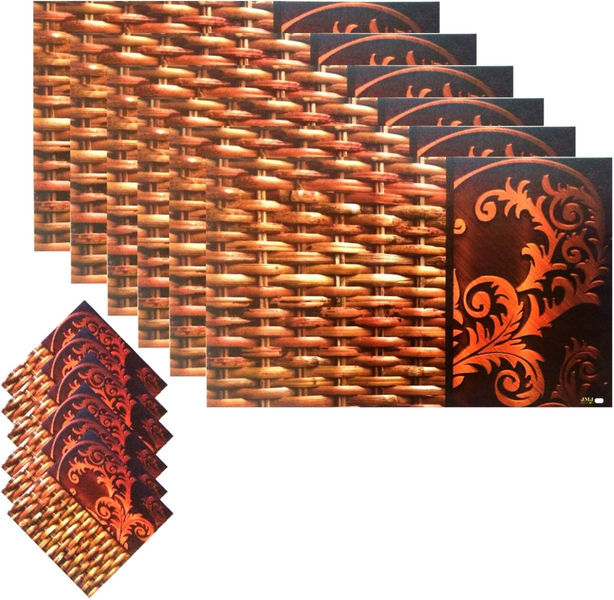     			DPA Collection PVC Abstract Table Mats ( 45 cm x 30 cm ) Pack of 6 - Brown