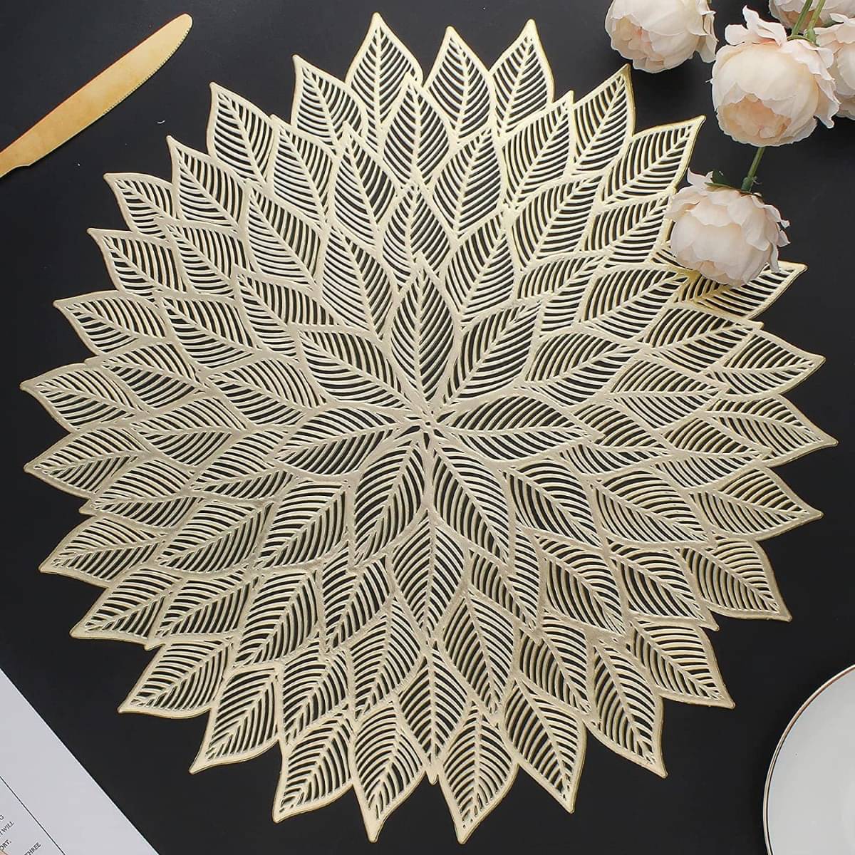     			DPA Collection PVC Abstract Table Mats ( 45 cm x 30 cm ) Pack of 2 - Gold