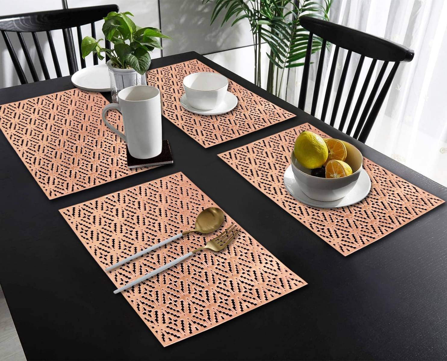 DPA Collection PVC Abstract Table Mats ( 45 cm x 30 cm ) Pack of 4 - Brown DPA Collection PVC Abstract Table Mats ( 45 cm x 30 cm ) Pack of 4 - Brown