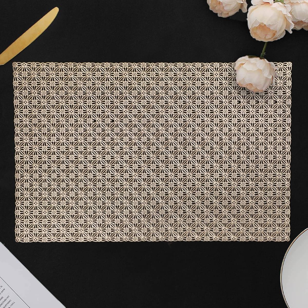DPA Collection PVC Abstract Table Mats ( 45 cm x 30 cm ) Pack of 2 - Gold DPA Collection PVC Abstract Table Mats ( 45 cm x 30 cm ) Pack of 2 - Gold