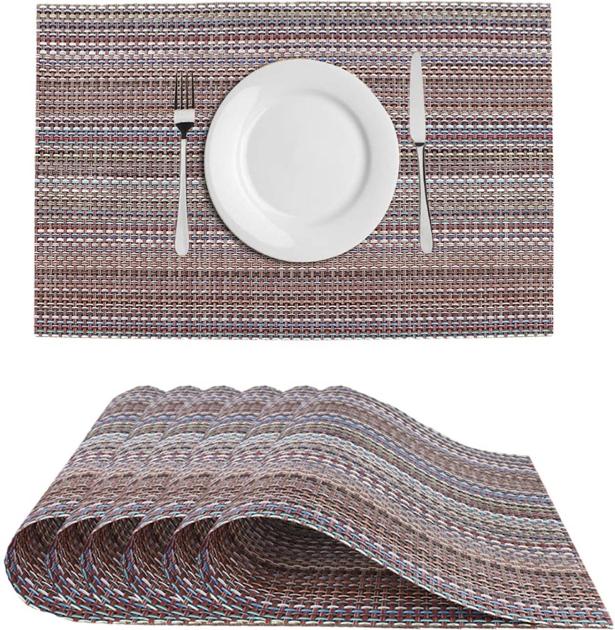     			DPA Collection PVC Abstract Table Mats ( 45 cm x 30 cm ) Pack of 6 - Brown