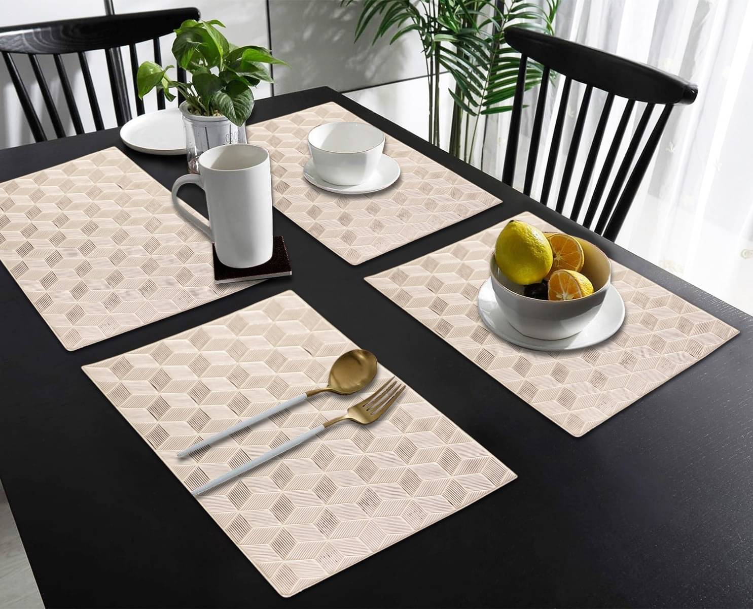 DPA Collection PVC Abstract Table Mats ( 45 cm x 30 cm ) Pack of 4 - Gold DPA Collection PVC Abstract Table Mats ( 45 cm x 30 cm ) Pack of 4 - Gold