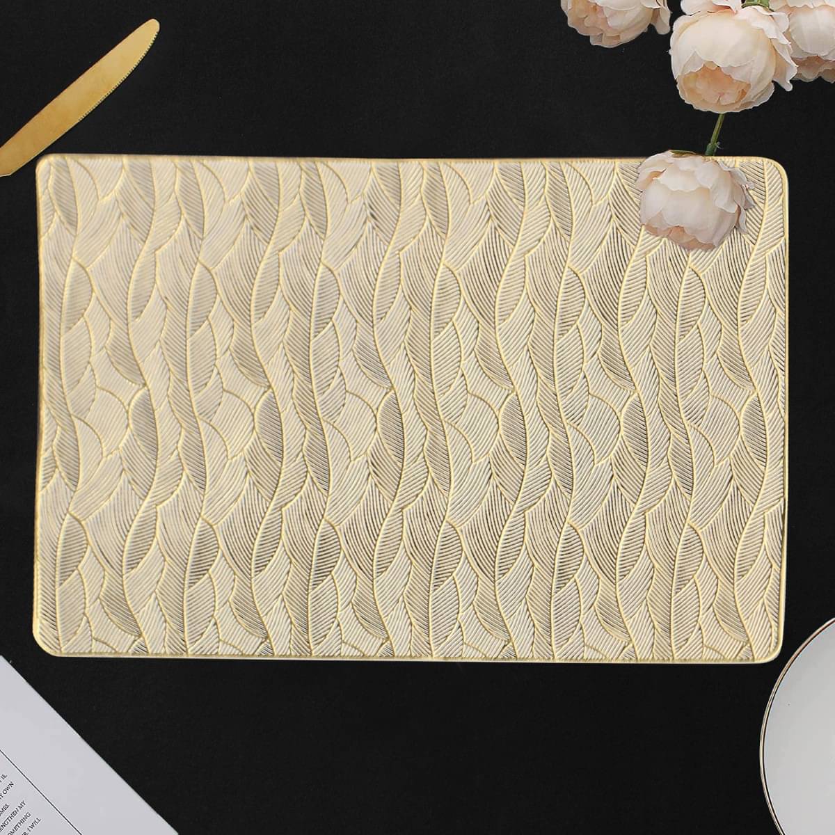     			DPA Collection PVC Abstract Table Mats ( 45 cm x 30 cm ) Pack of 2 - Gold