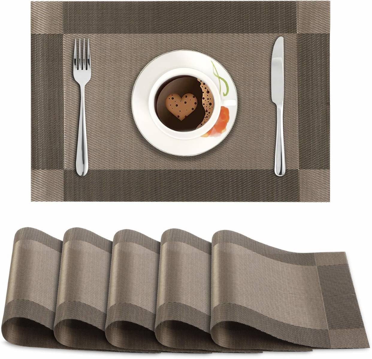 DPA Collection PVC Abstract Table Mats ( 45 cm x 30 cm ) Pack of 6 - Brown DPA Collection PVC Abstract Table Mats ( 45 cm x 30 cm ) Pack of 6 - Brown