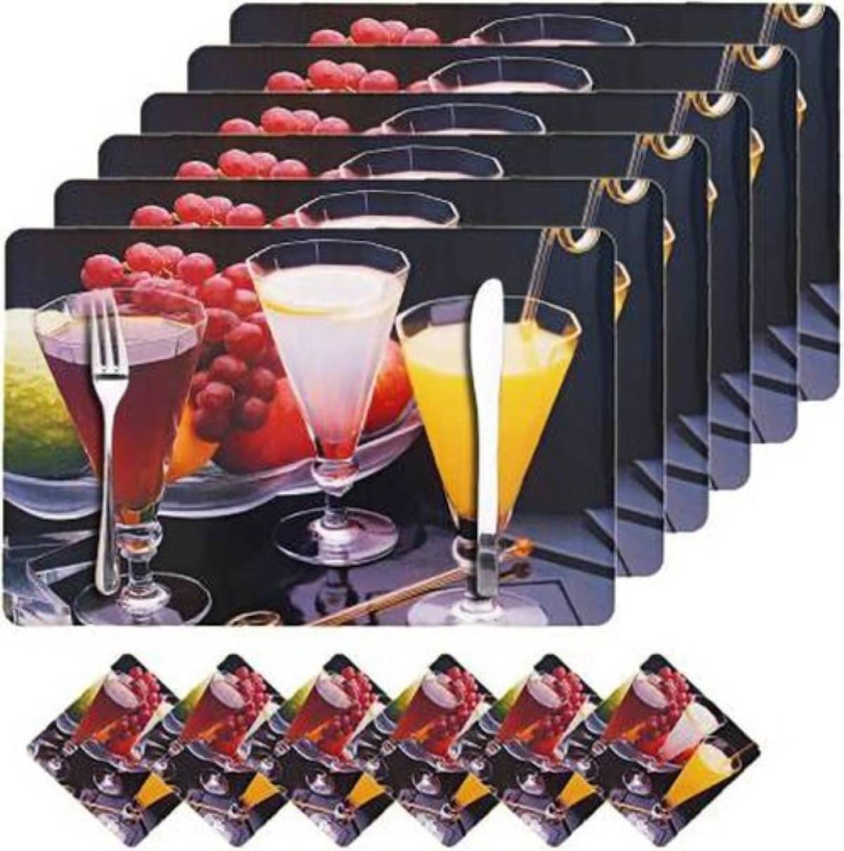 DPA Collection PVC Abstract Table Mats ( 45 cm x 30 cm ) Pack of 6 - Black DPA Collection PVC Abstract Table Mats ( 45 cm x 30 cm ) Pack of 6 - Black