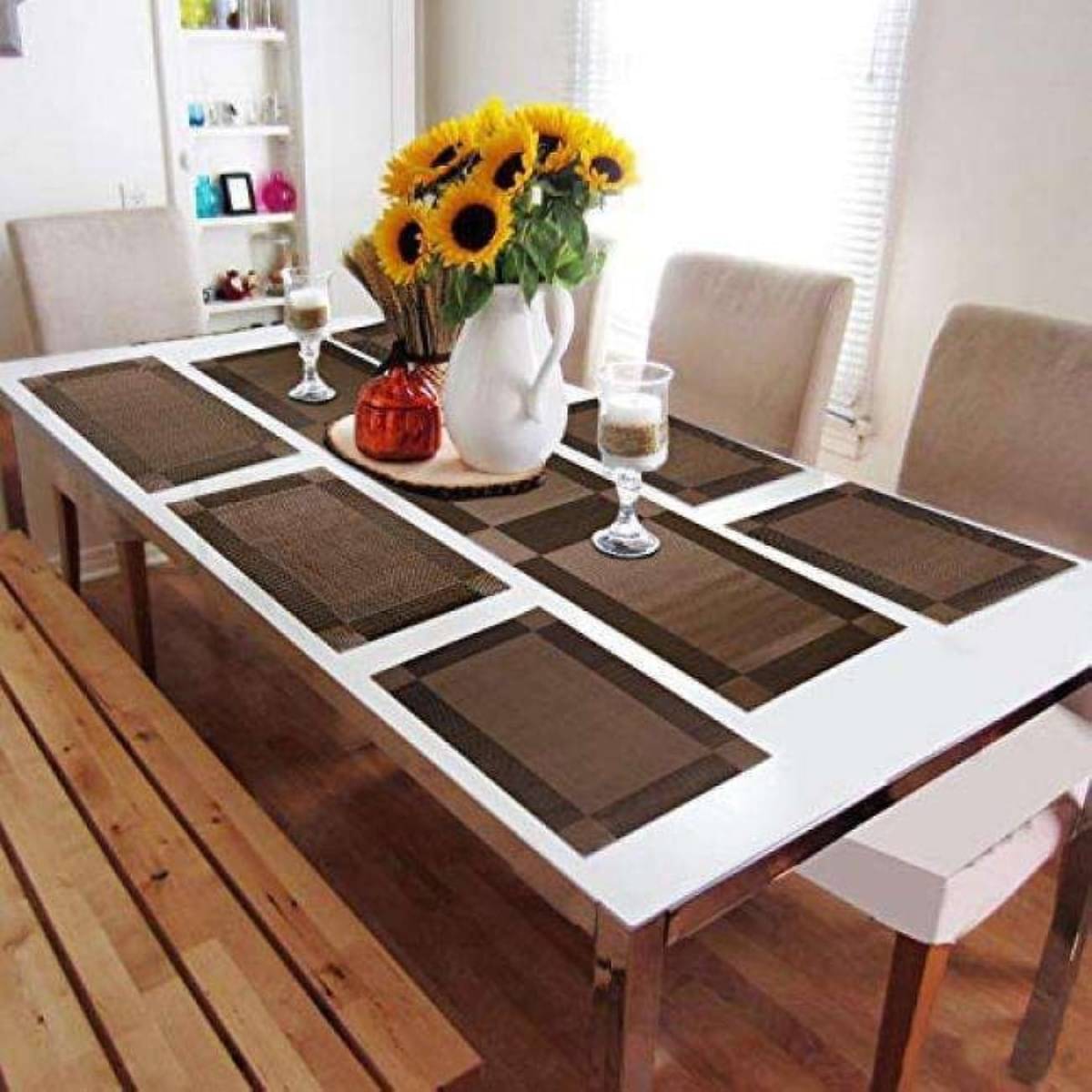 DPA Collection PVC Abstract Table Mats ( 45 cm x 30 cm ) Pack of 7 - Brown DPA Collection PVC Abstract Table Mats ( 45 cm x 30 cm ) Pack of 7 - Brown