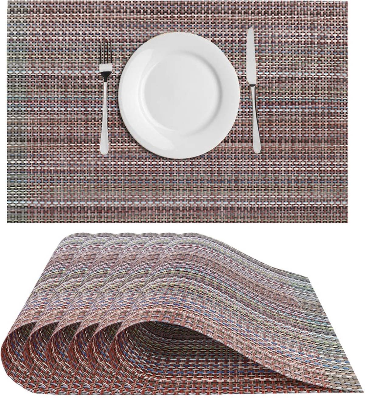    			DPA Collection PVC Abstract Table Mats ( 45 cm x 30 cm ) Pack of 6 - Brown