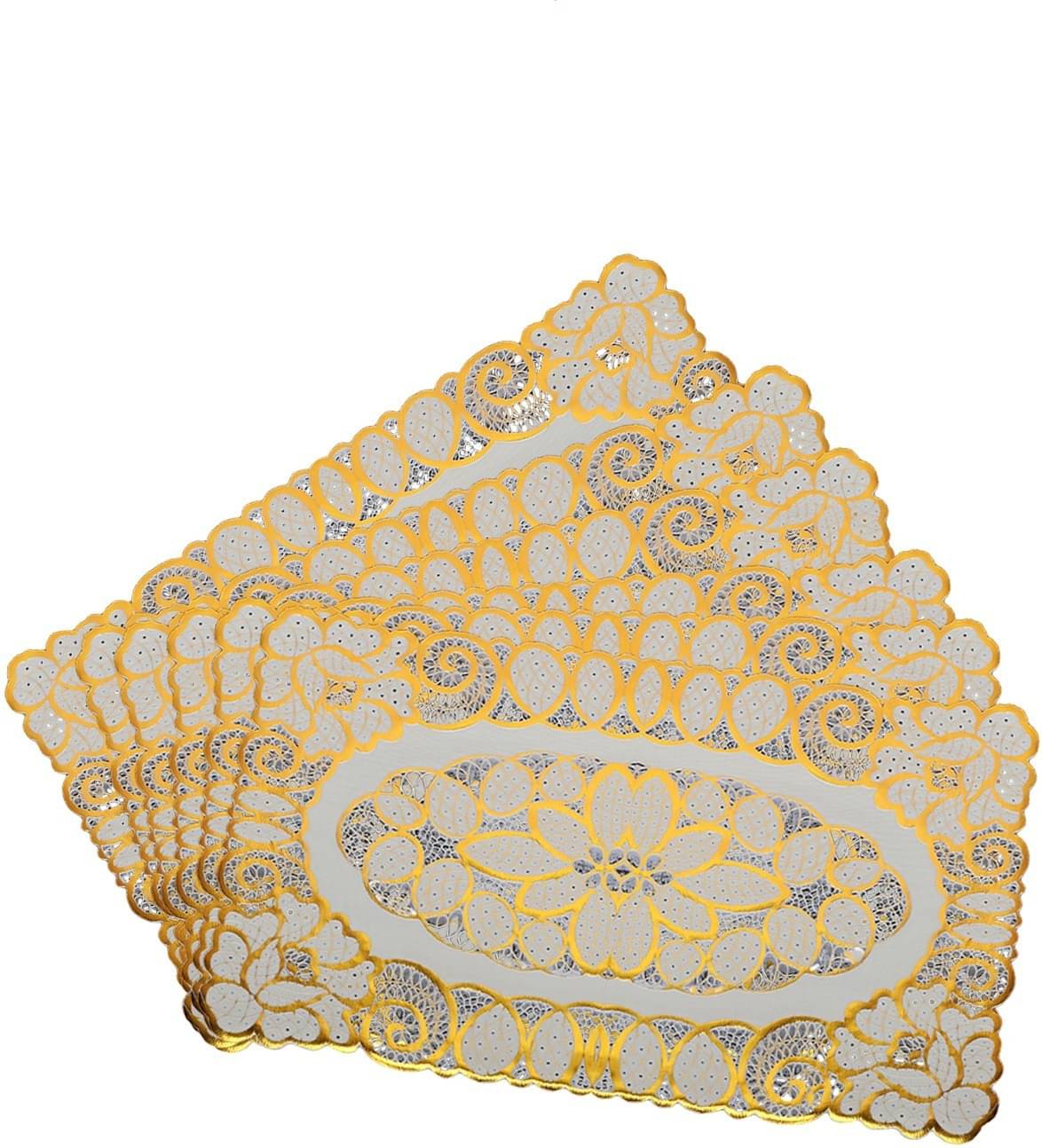     			DPA Collection PVC Abstract Table Mats ( 45 cm x 30 cm ) Pack of 6 - Gold