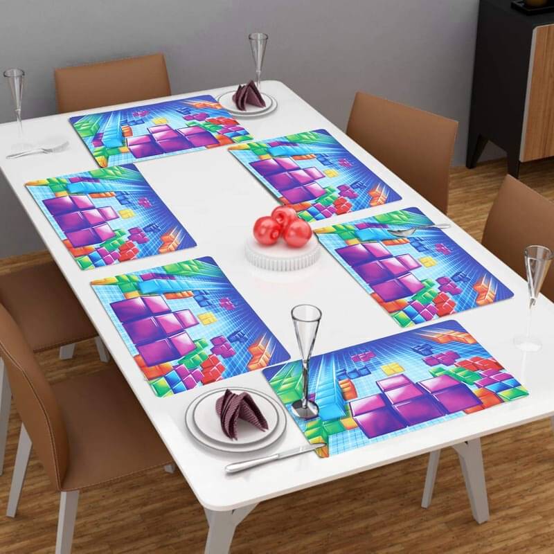 DPA Collection PVC Abstract Table Mats ( 45 cm x 30 cm ) Pack of 6 - Blue DPA Collection PVC Abstract Table Mats ( 45 cm x 30 cm ) Pack of 6 - Blue