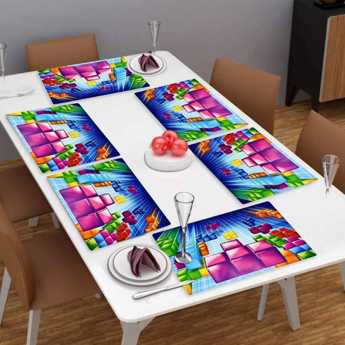 DPA Collection PVC Abstract Table Mats ( 45 cm x 30 cm ) Pack of 6 - Multi DPA Collection PVC Abstract Table Mats ( 45 cm x 30 cm ) Pack of 6 - Multi