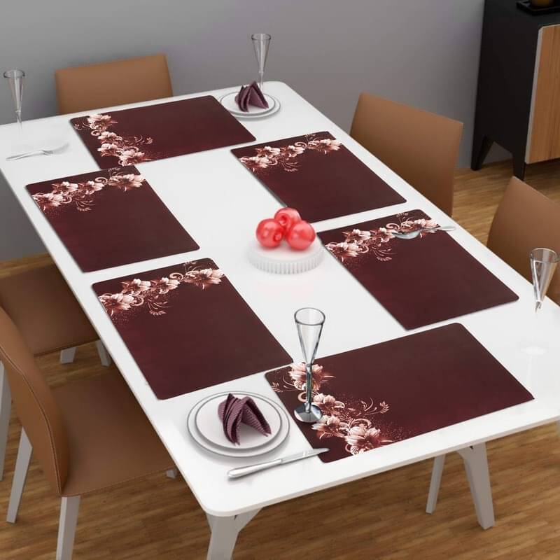     			DPA Collection PVC Abstract Table Mats ( 45 cm x 30 cm ) Pack of 6 - Brown