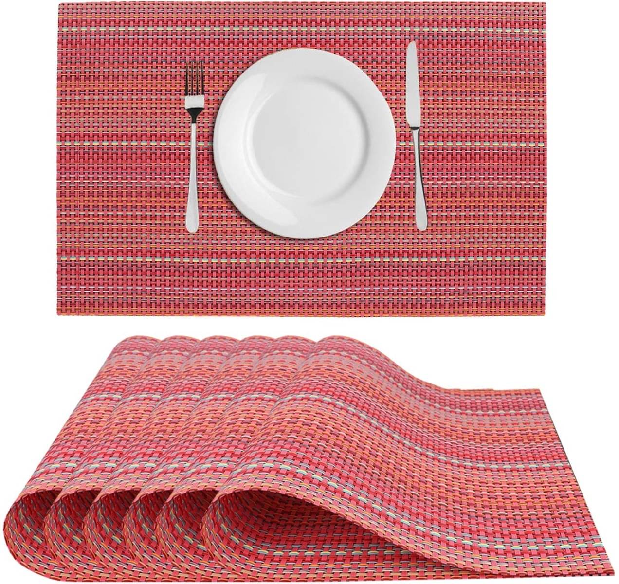 DPA Collection PVC Abstract Table Mats ( 45 cm x 30 cm ) Pack of 6 - Red DPA Collection PVC Abstract Table Mats ( 45 cm x 30 cm ) Pack of 6 - Red