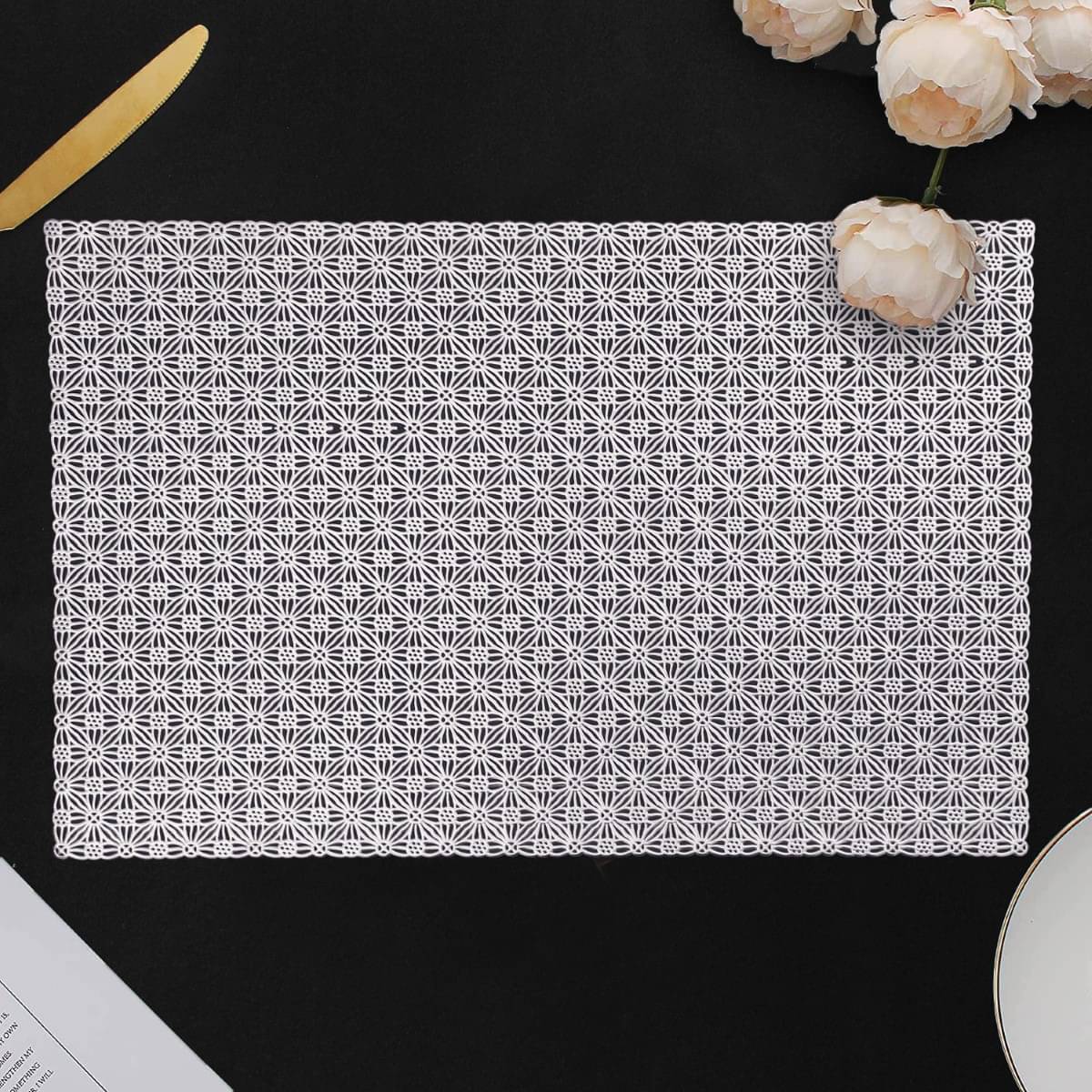DPA Collection PVC Abstract Table Mats ( 45 cm x 30 cm ) Pack of 2 - Silver DPA Collection PVC Abstract Table Mats ( 45 cm x 30 cm ) Pack of 2 - Silver