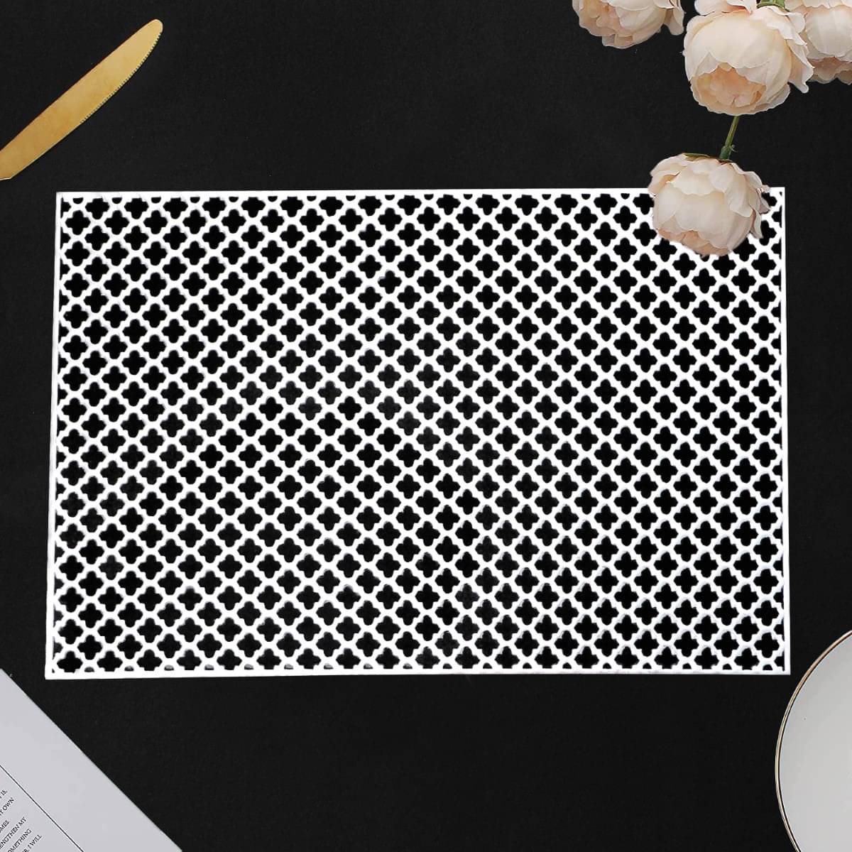 DPA Collection PVC Abstract Table Mats ( 45 cm x 30 cm ) Pack of 2 - Silver DPA Collection PVC Abstract Table Mats ( 45 cm x 30 cm ) Pack of 2 - Silver