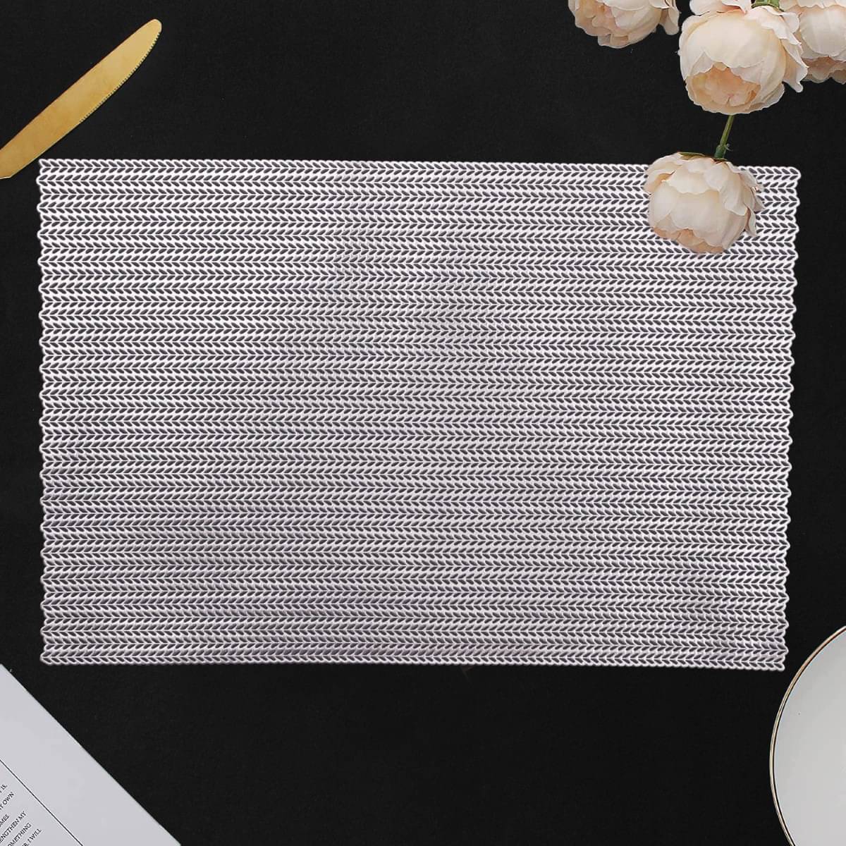     			DPA Collection PVC Abstract Table Mats ( 45 cm x 30 cm ) Pack of 2 - Silver