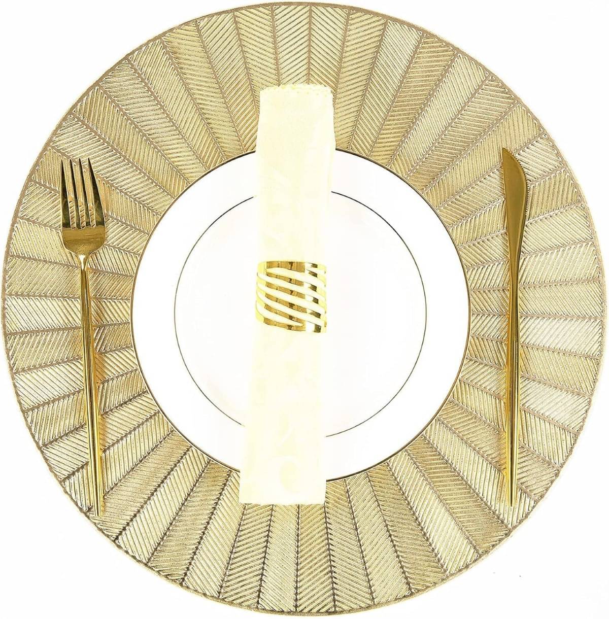     			DPA Collection PVC Abstract Table Mats ( 45 cm x 30 cm ) Pack of 6 - Gold