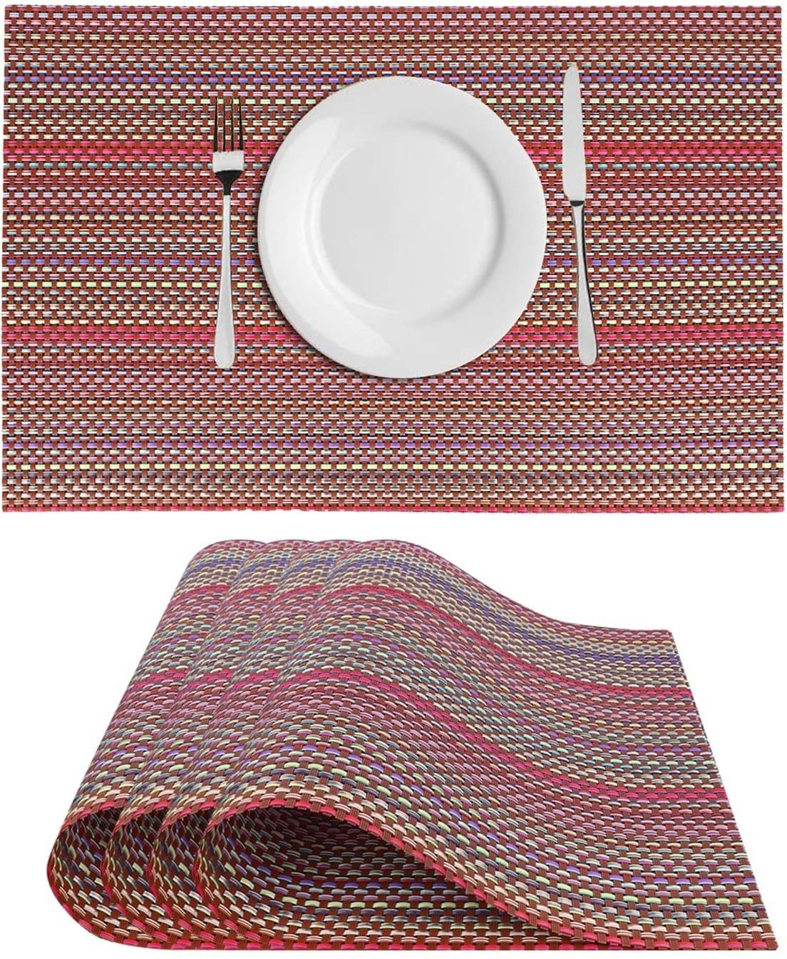     			DPA Collection PVC Abstract Table Mats ( 45 cm x 30 cm ) Pack of 4 - Maroon