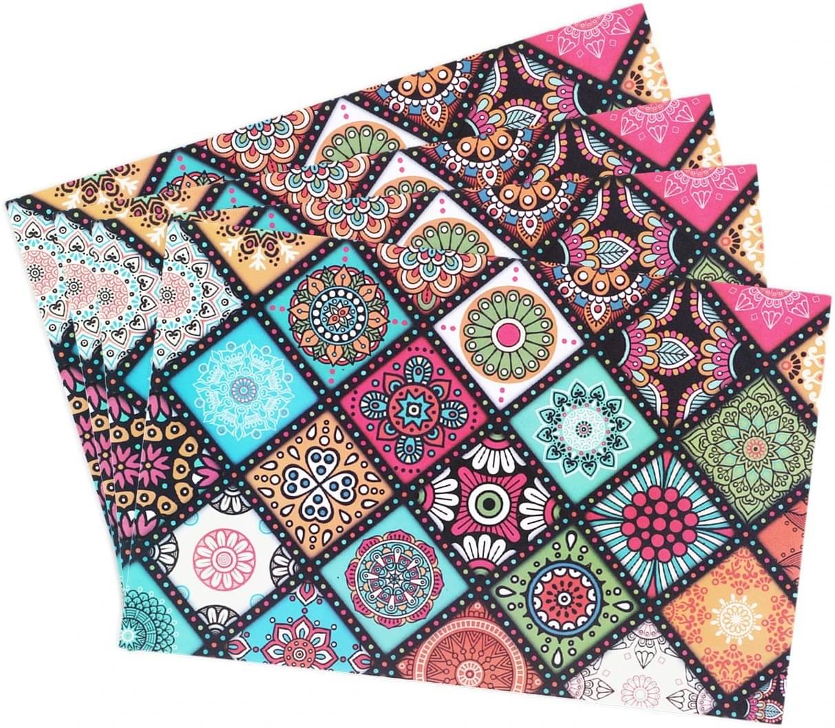    			DPA Collection PVC Abstract Table Mats ( 45 cm x 30 cm ) Pack of 4 - Multi