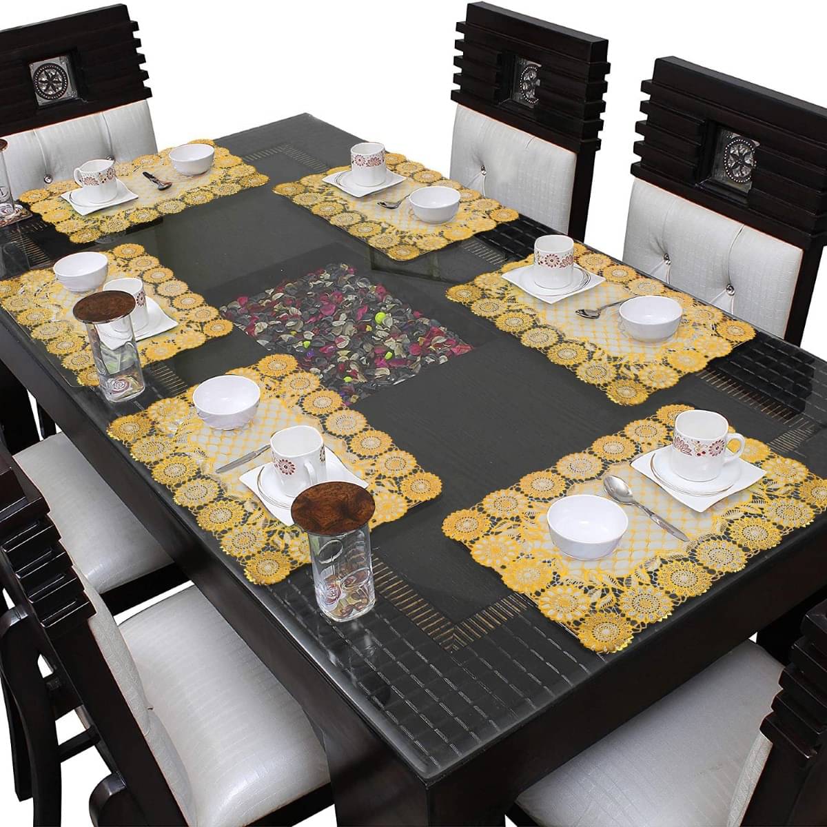 DPA Collection PVC Abstract Table Mats ( 45 cm x 30 cm ) Pack of 6 - Gold DPA Collection PVC Abstract Table Mats ( 45 cm x 30 cm ) Pack of 6 - Gold