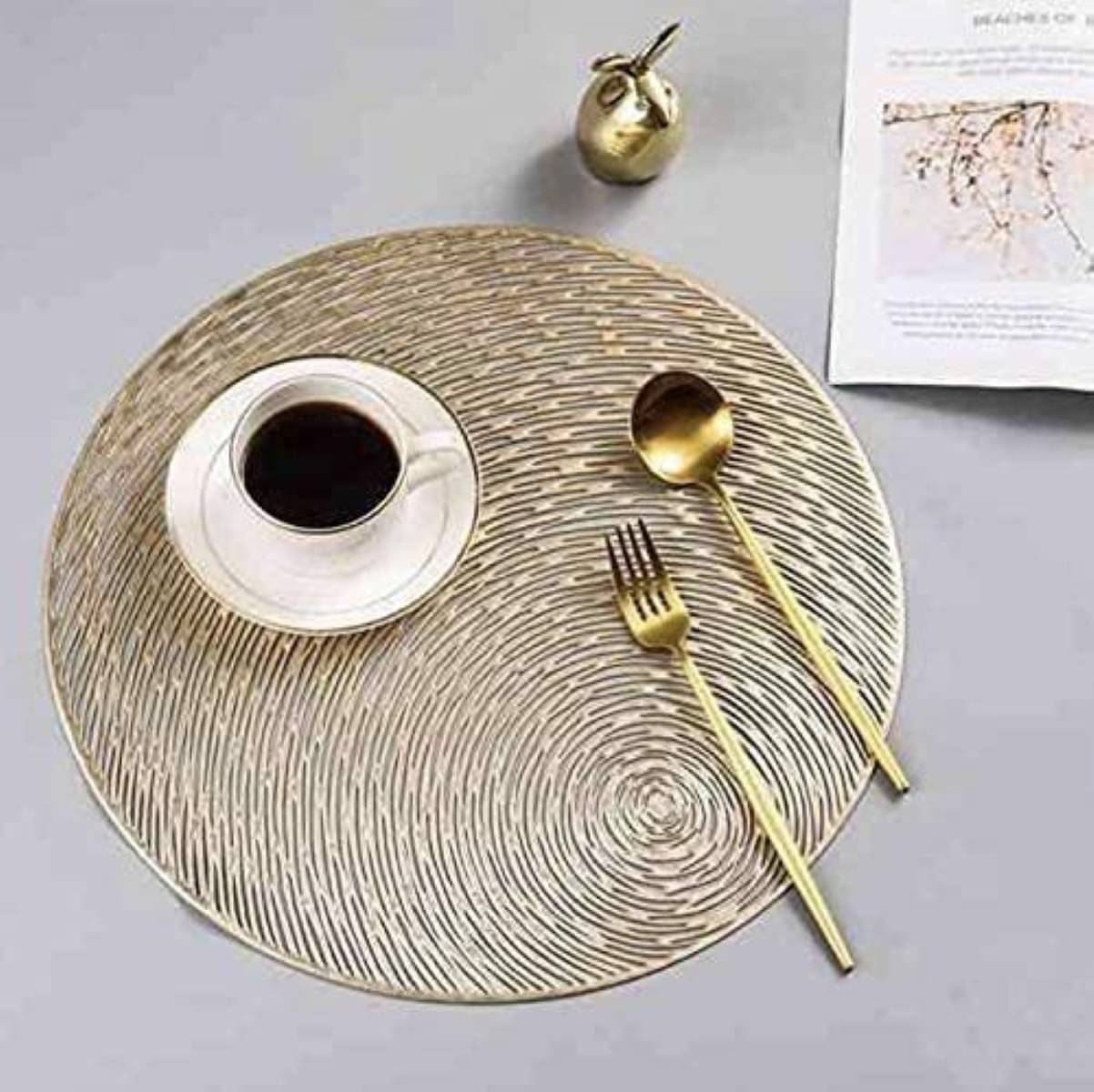 DPA Collection PVC Abstract Table Mats ( 45 cm x 30 cm ) Pack of 6 - Gold DPA Collection PVC Abstract Table Mats ( 45 cm x 30 cm ) Pack of 6 - Gold