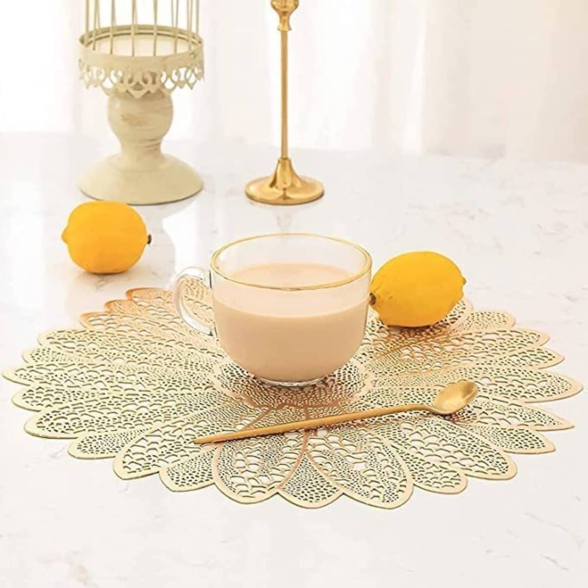 DPA Collection PVC Abstract Table Mats ( 45 cm x 30 cm ) Pack of 2 - Gold DPA Collection PVC Abstract Table Mats ( 45 cm x 30 cm ) Pack of 2 - Gold