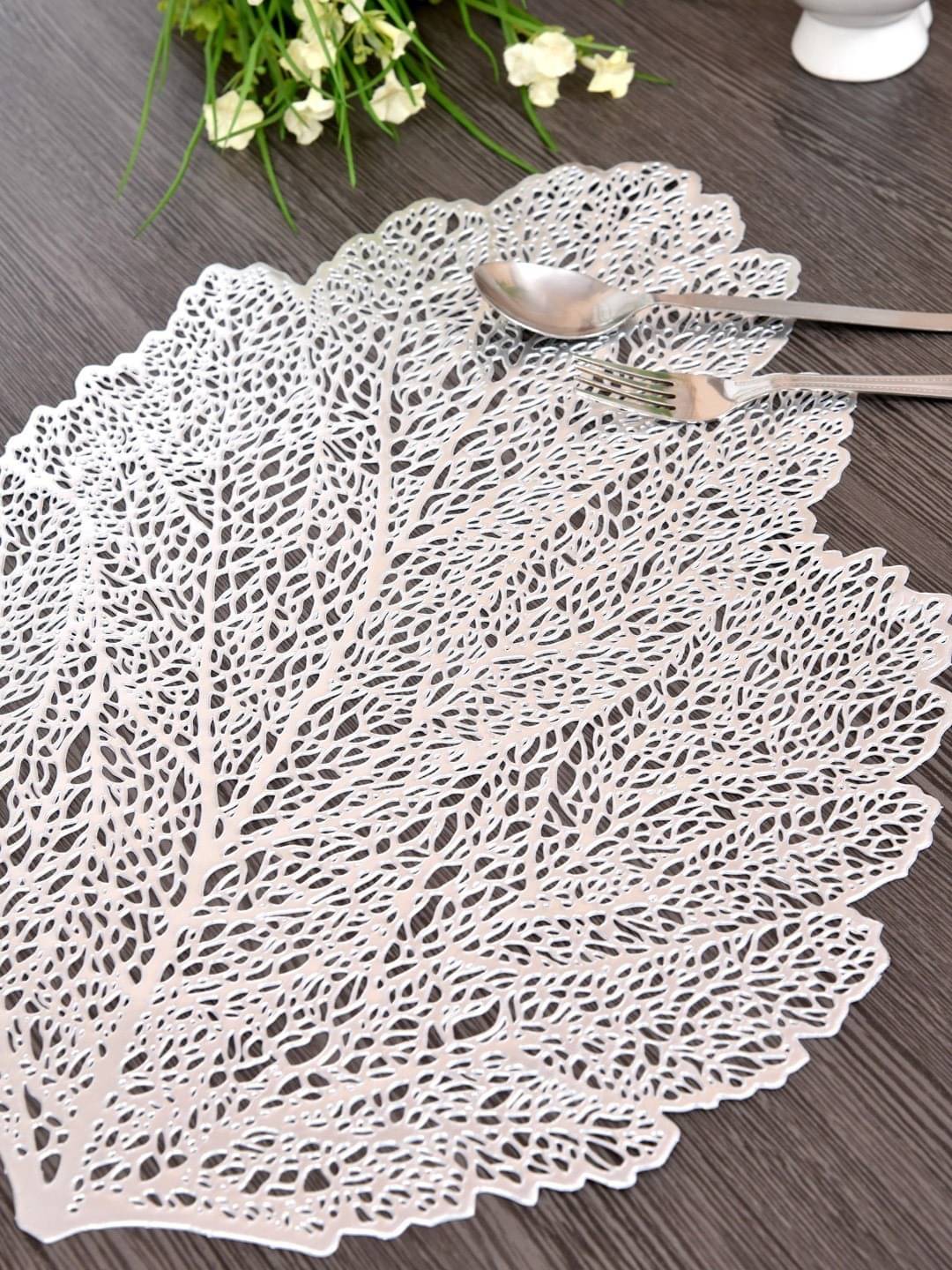     			DPA Collection PVC Abstract Table Mats ( 45 cm x 30 cm ) Pack of 6 - Silver
